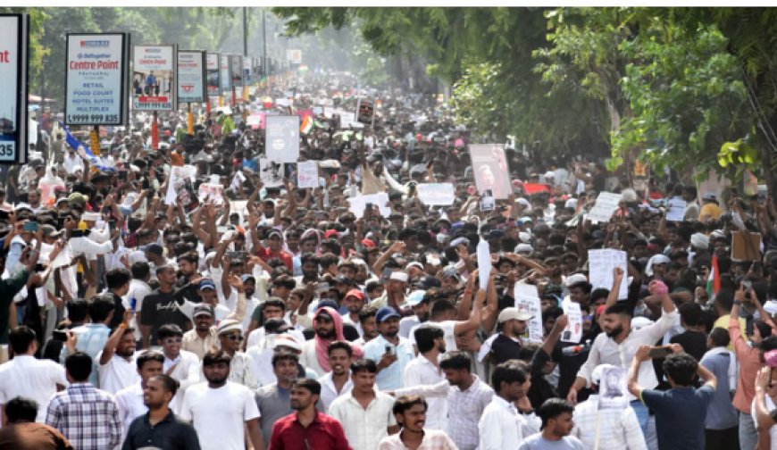पेपर लीक, धर्मेंद्र प्रधान के इस्तीफे को लेकर सड़क पर उतरे छात्र, पत्थर गिरजाघर पर प्रदर्शन