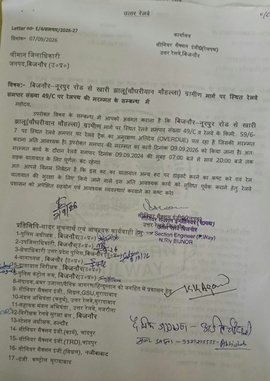 झालू के मौहल्ला चौधरियान में स्थित रेलवे फाटक बुधवार को रहेगा बंद